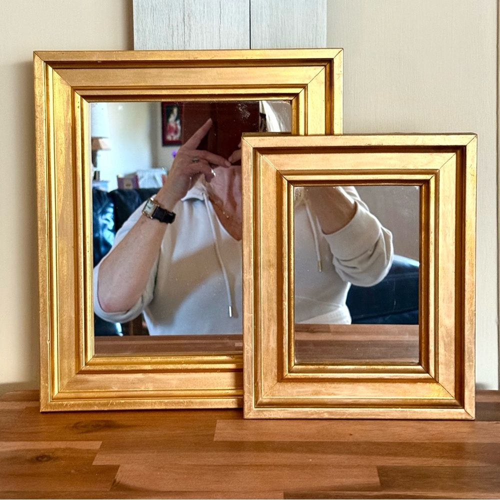 Vintage Elegant Gold Framed Mirror Set/2